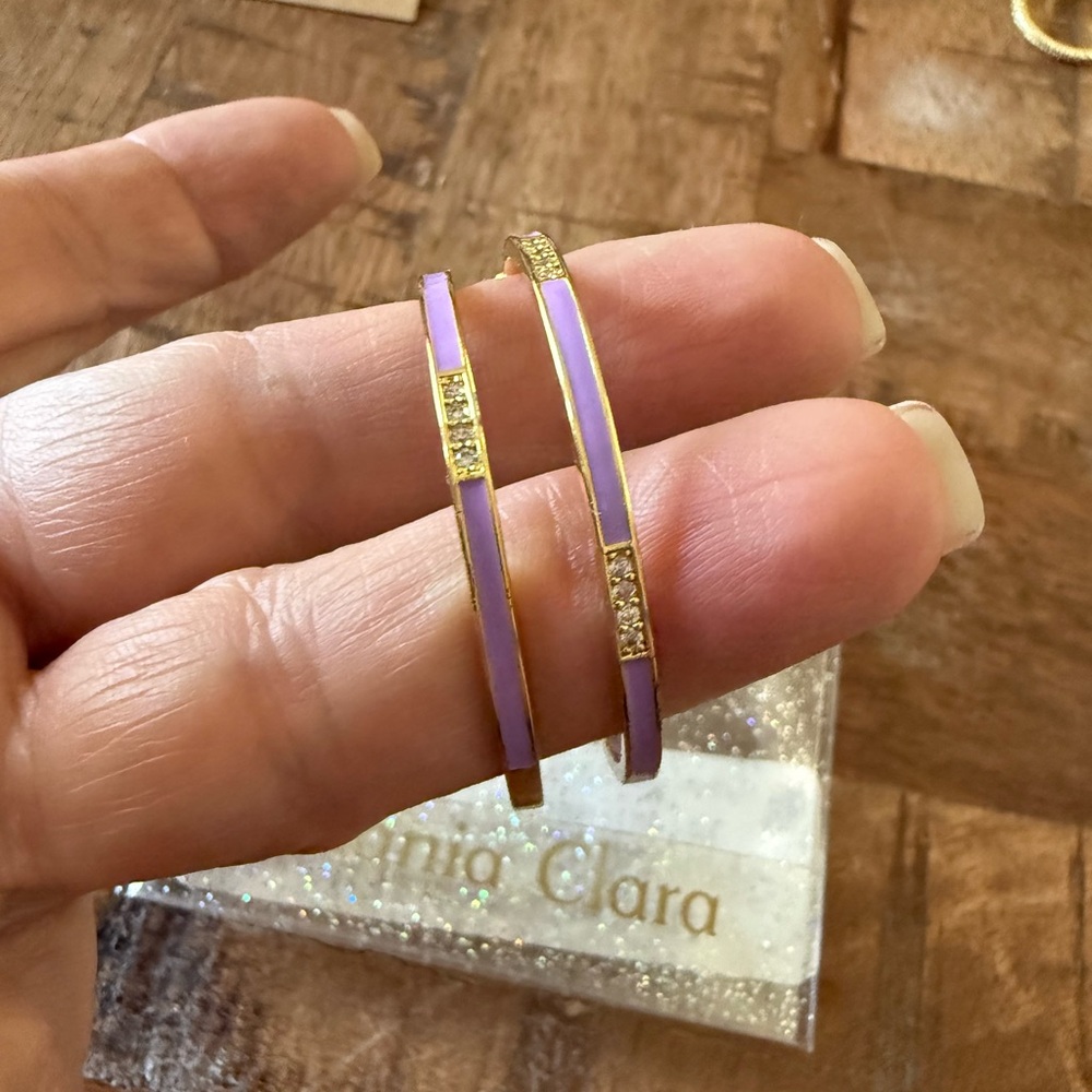 Melania Clara Art Deco Gold Lilac Earrings